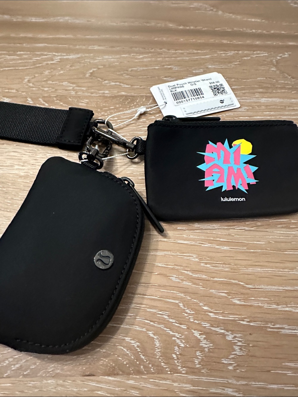 lululemon athletica Black Dual Pouch Wristlet with Color Accent